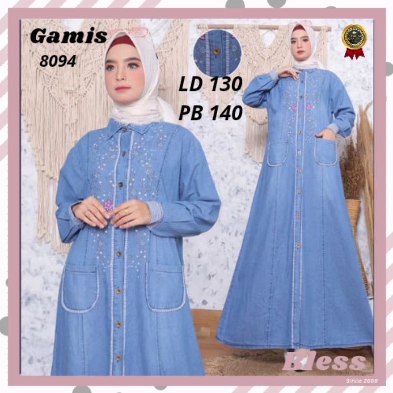 Gamis Jeans Jumbo Fashion Muslim Wanita LD 130
