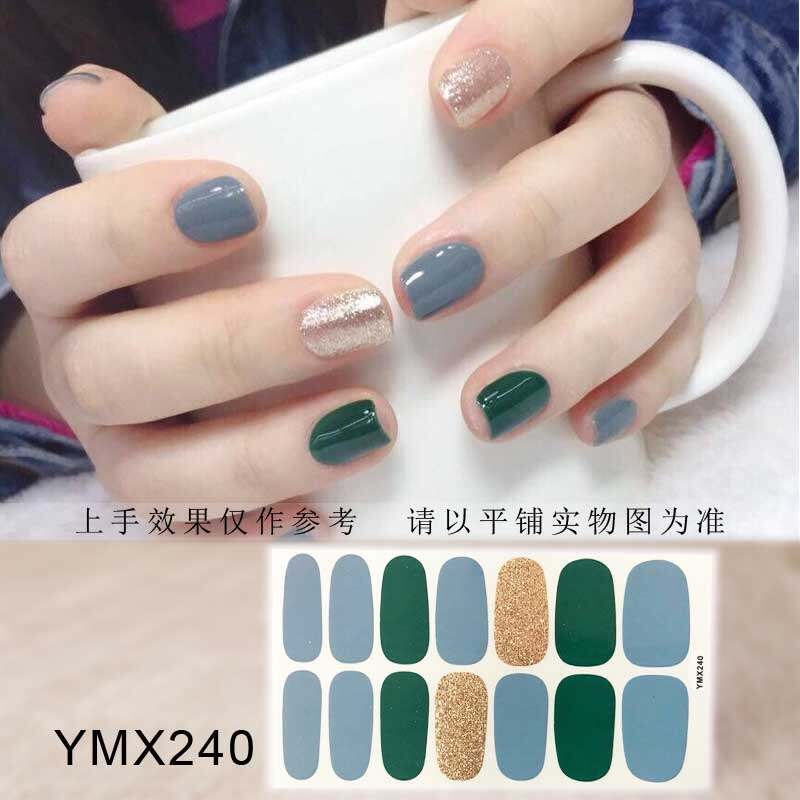 Ymx 14pcs / set Stiker Kuku Motif Kartun Grafiti Leopard YMX5 Aksen Glitter Anti Air Untuk Nail Art