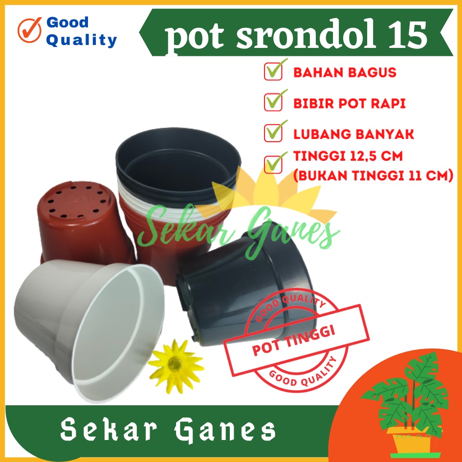 TERMURAH Pot bunga tanaman plastik HITAM 15cm (POT TINGGI) - POLOS HITAM