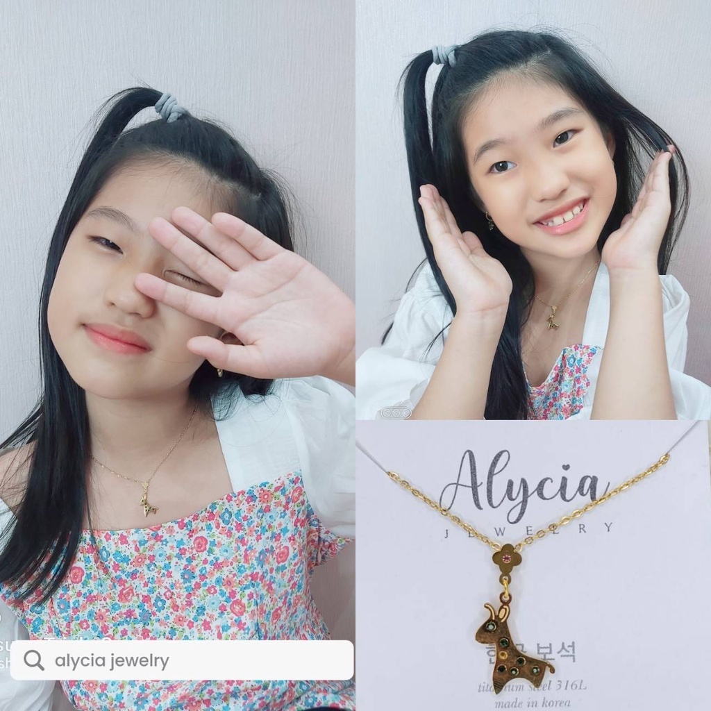 kalung anak giraffe original alycia anti karat asli titanium