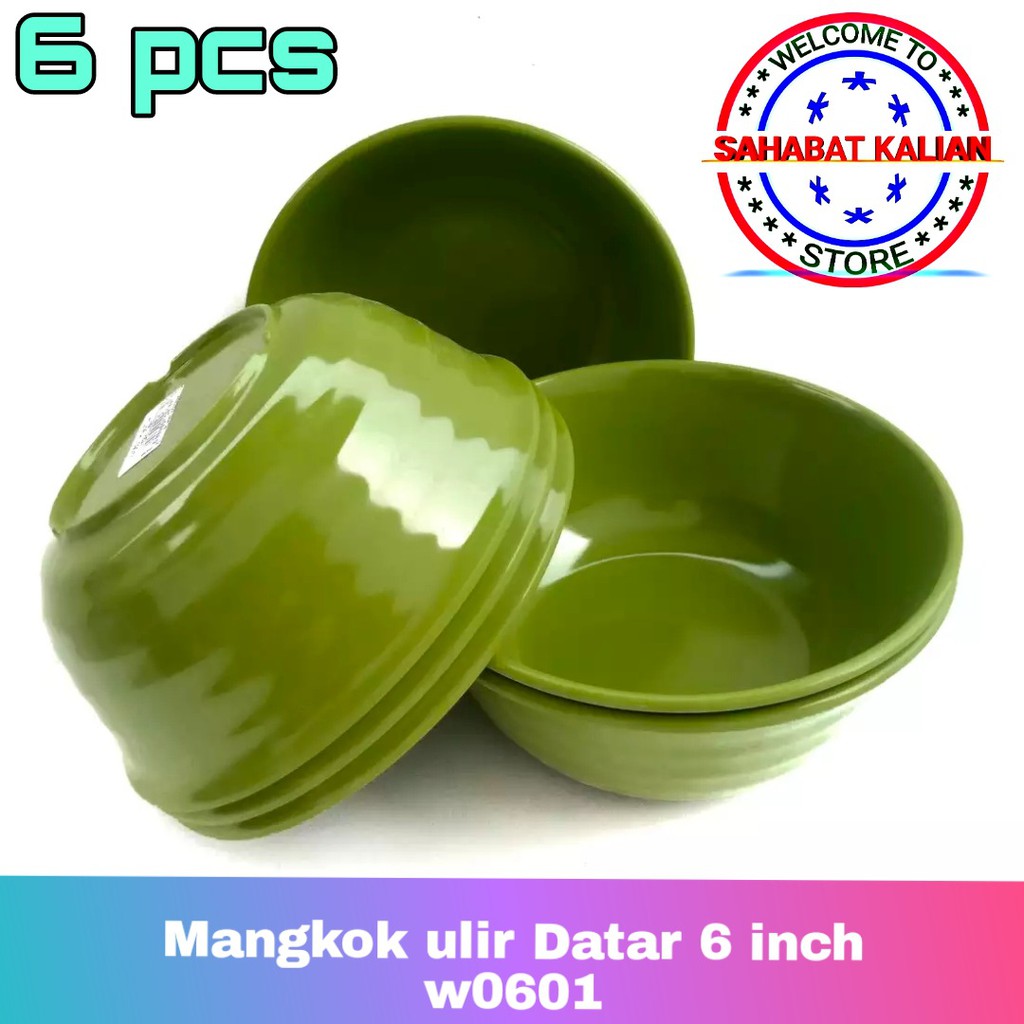 (6 Mangkok) Mangkok Melamin Golden Flying Fish W0601 Ukuran 6 Inch