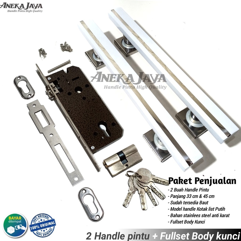 Satu set handle kunci pintu rumah 33 cm 45 cm minimalis tarikan pintu stainless gagang pintu putih