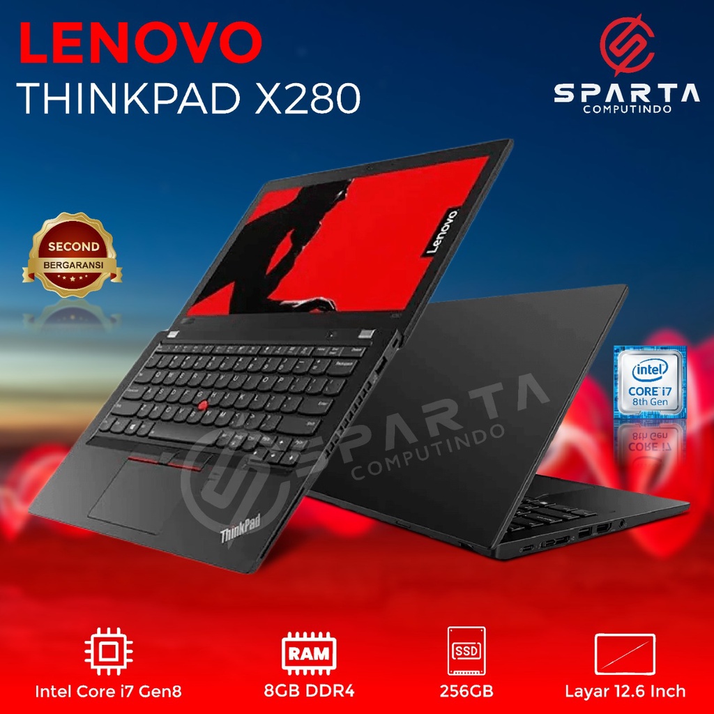 Lenovo Thinkpad X280 i7 Gen8 Ram 8GB SSD 256GB Layar 12&quot; Like New