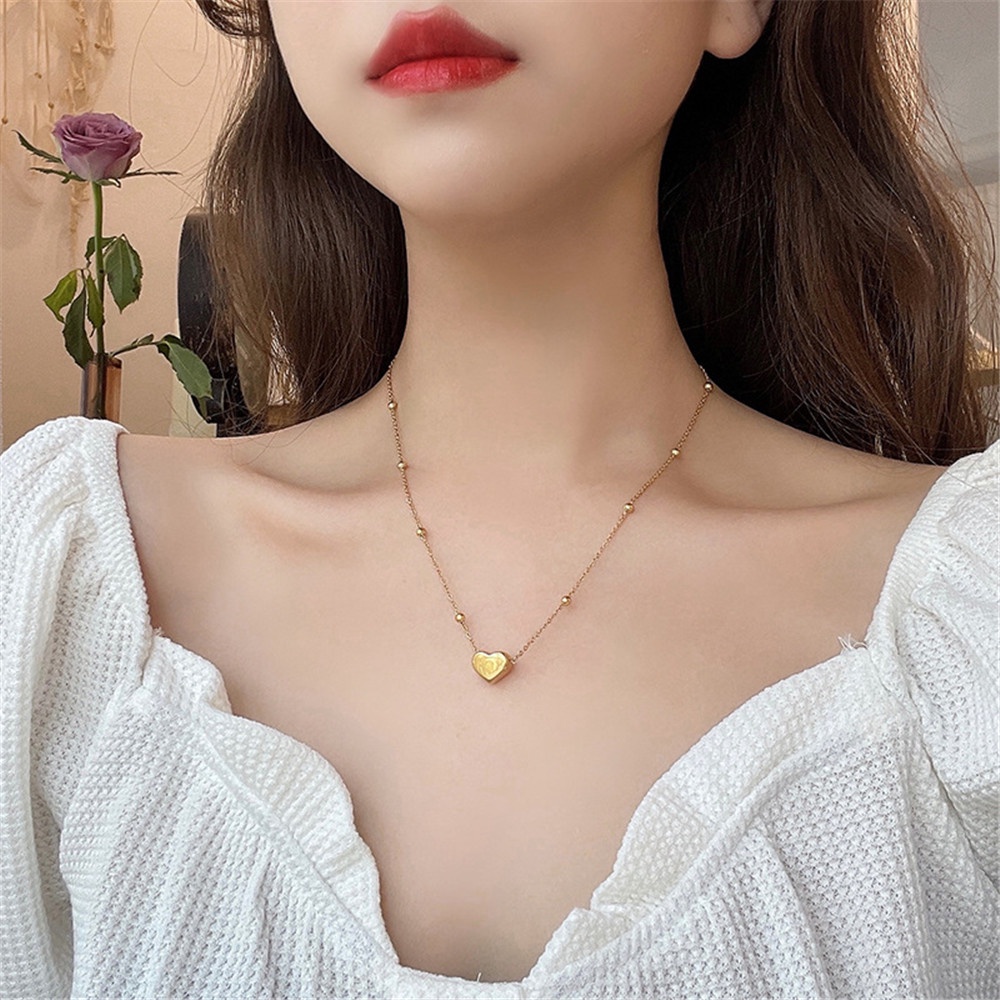 【COD Tangding】Love Pendant Necklace Female Clavicle Chain Temperament Simple Fashion Necklace Choker Jewelry