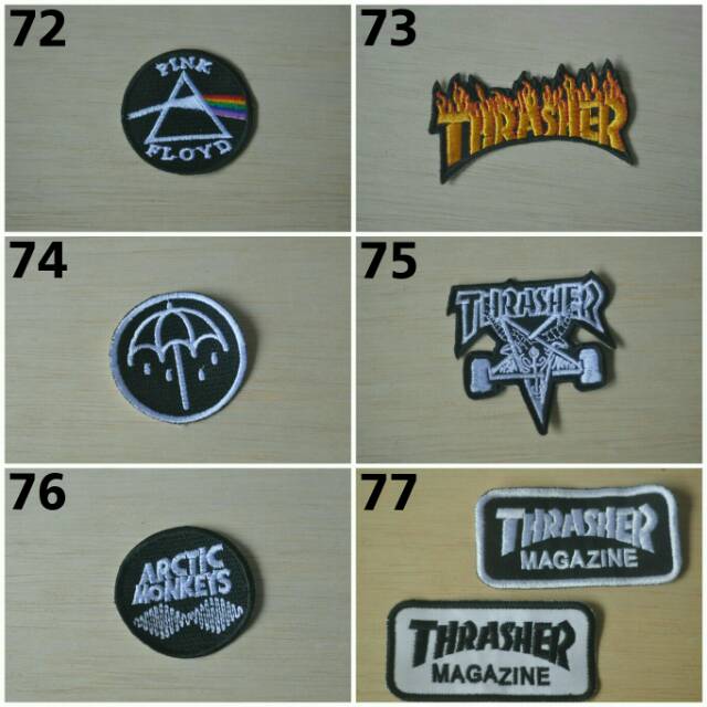 bordir patch / grosir patch / bordiran / Pink floyd, bmth, arctic monkeys, thrasher patch
