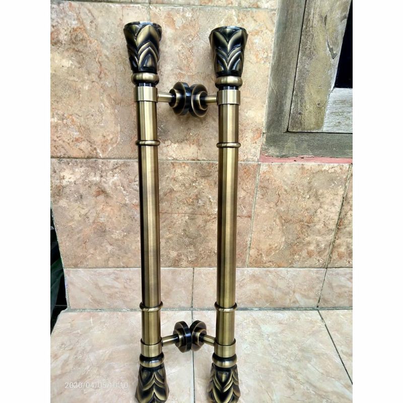 Handle Pintu Rumah Pagar Kuningan Antik Murah Motif Nanas AB 80cm
