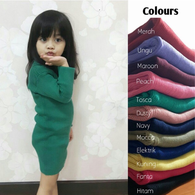 Vpo baju anak dress rajut lengan panjang adila dress