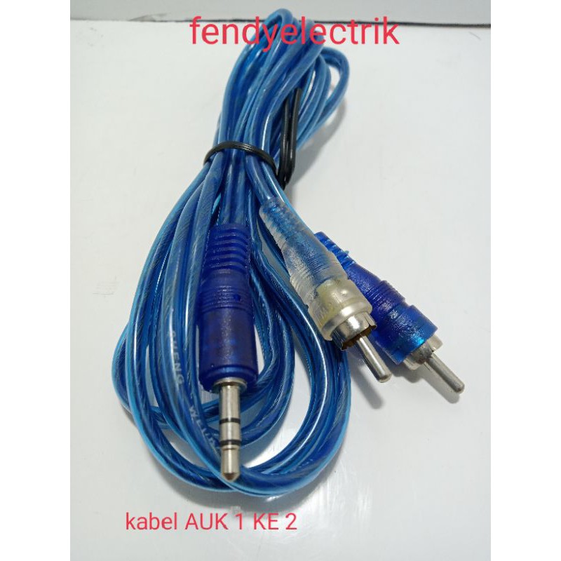 KABEL JACK AUX TO RCA 1 KE 2 MURAH HP KE SPEAKER SPEKER AKTIF AKTIP/KABEL AUX KE RCA panjang 1.5 M