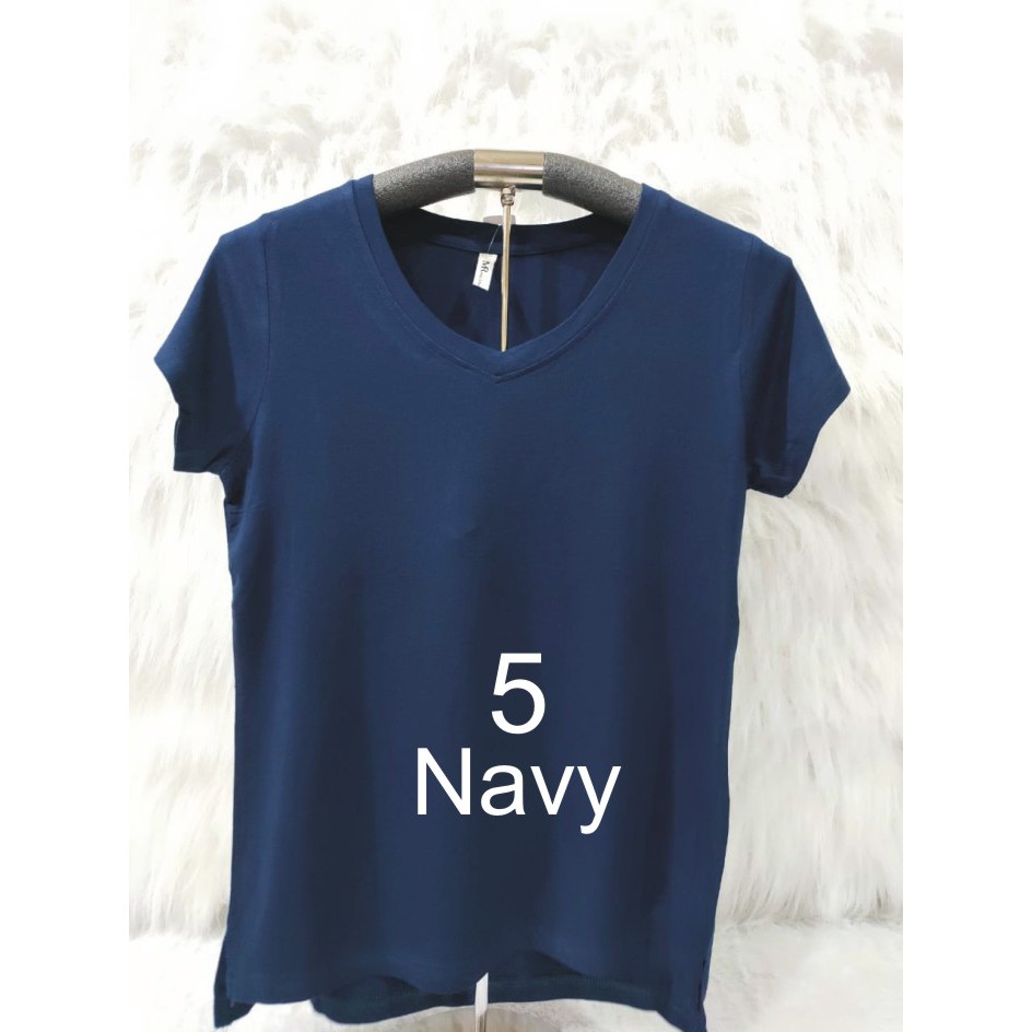 KAOS ATASAN WANITA V NECK GROSIR MURAH-NAVY