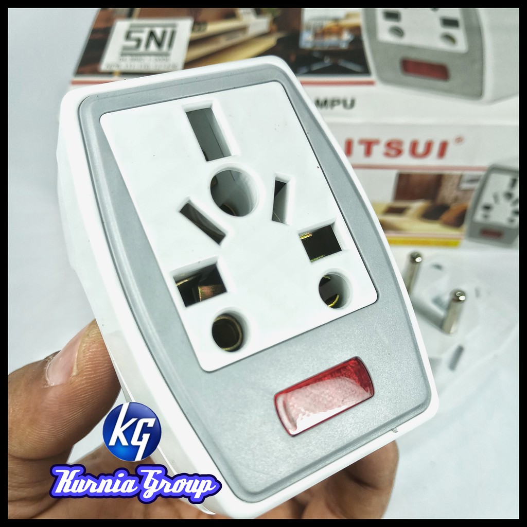 MITSUI Steker T Serba Guna Cabang 3 Universal Socket Adapter Plus sekring Jek sambungan Over steker