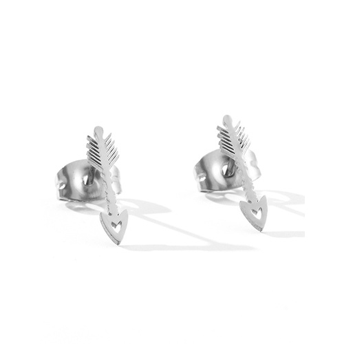 LRC Anting Tusuk Fashion Silver Stainless Steel Geometric Small Earrings Q50143