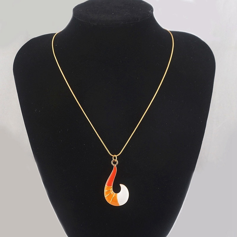 Women's Fashion Orange Fish Hook with Black Cat Bell Pendant Necklace Jewelry/ Anniversary Gift (Readystock)