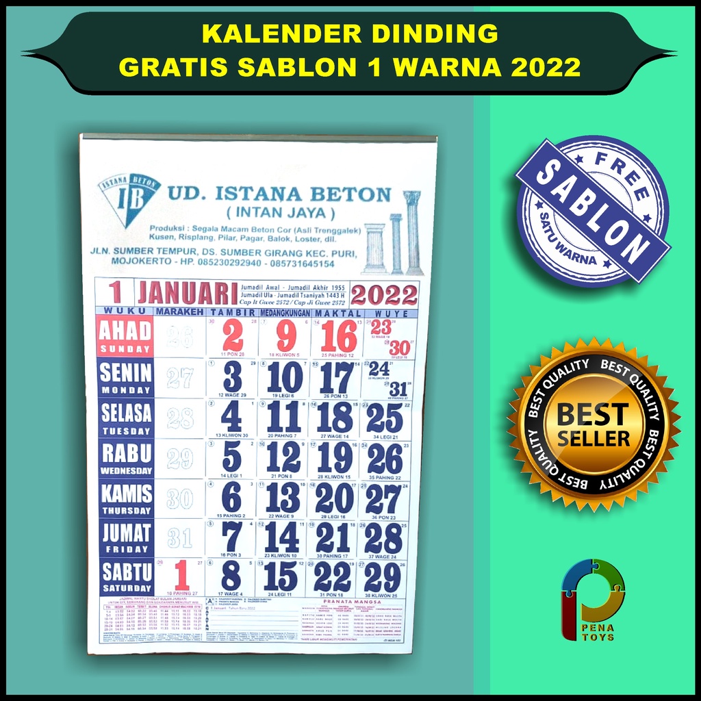 

Kalender Dinding Sablon 2025 Murah Custom 12 Lembar Calender Versi Jawa dan Islam Media Promosi