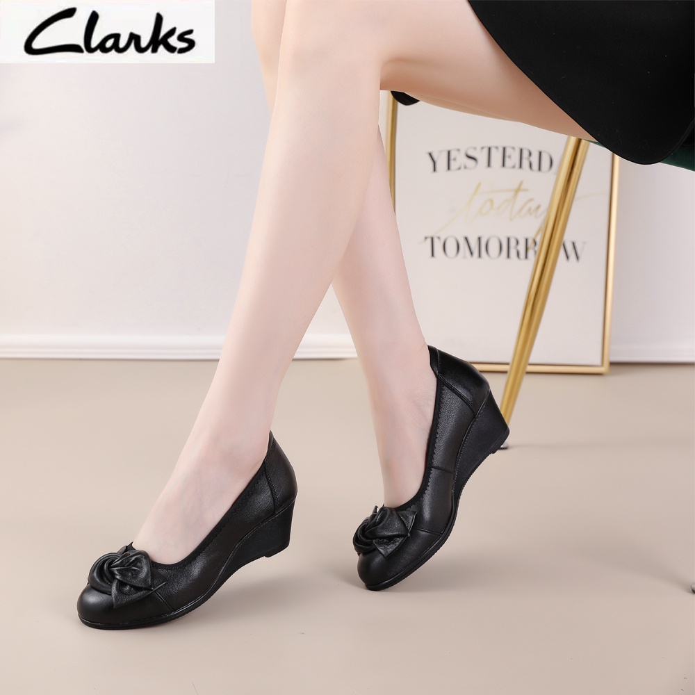 Clarks new pita sepatu woman  / clarks flat wanita  Wanita Clarks melati kulit asli Sepatu/hak tinggi 5cm