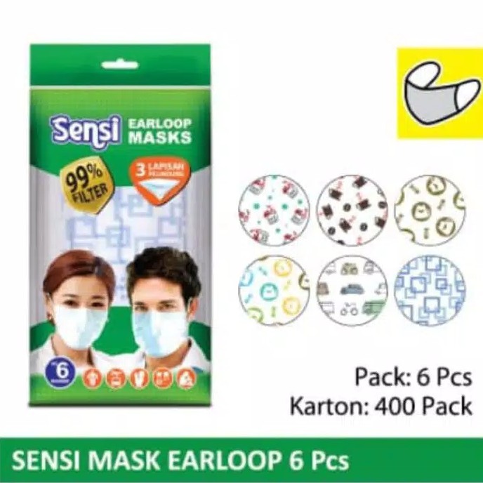 SENSI EARLOOP MASKS MOTIF isi 6  Masker sensi Original