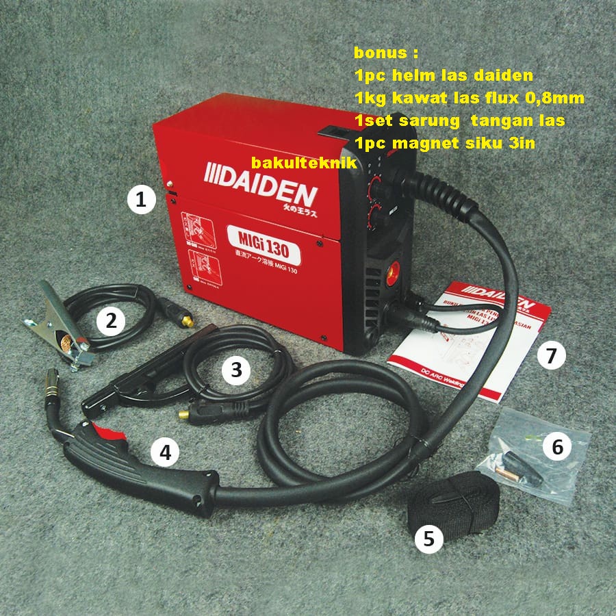 las daiden MIGi 130 mesin  las mig daiden migi130 + helm las + kwt las + sr las + magnet
