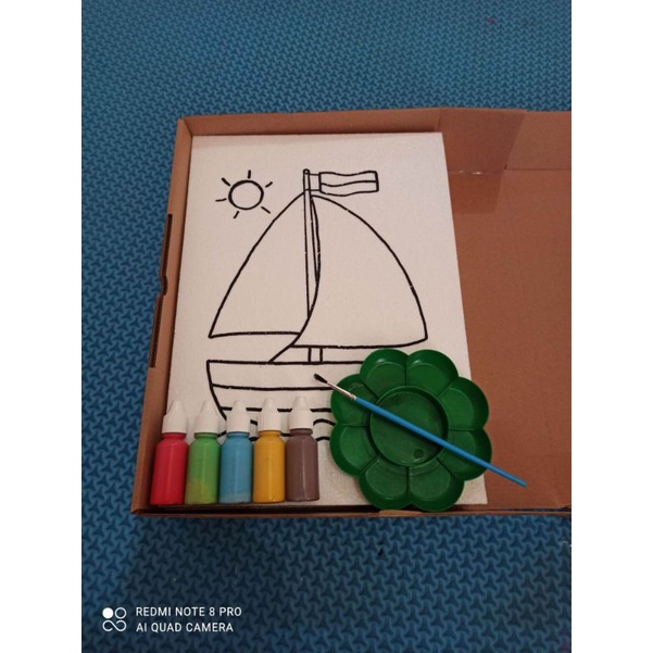 

RB KANVAS sterofoam lukis/paket mewarnai/melukis kreatif anak ukuran 25x35 + dus box