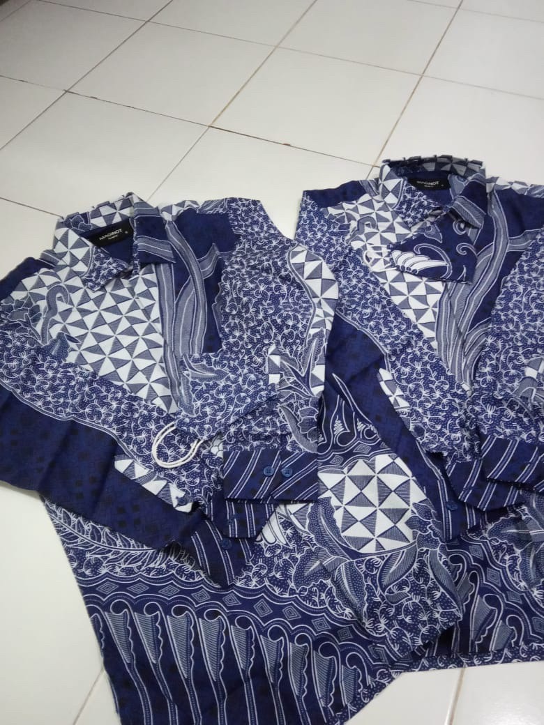 Maginot Kemeja Batik 2.0 Wardana-ls Motif Timbul Lengan Panjang Pria + Free Masker