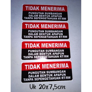 Stiker Vinyl Tidak Menerima Sumbangan 20x7cm Shopee Indonesia