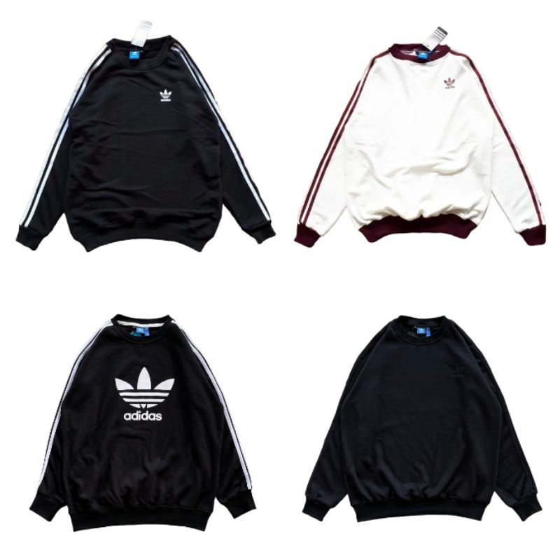 Sweater Crewneck Adidas 3 Foil Hitam Putih