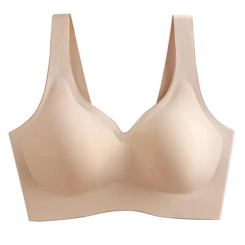 Thai Latex Padded Bra Women Seamless Non-wired Sexy Lace Vest-style Bra Top