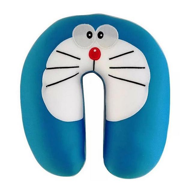 Bantal Leher Lycra Isi Styrofoam untuk Travel - Doraemon