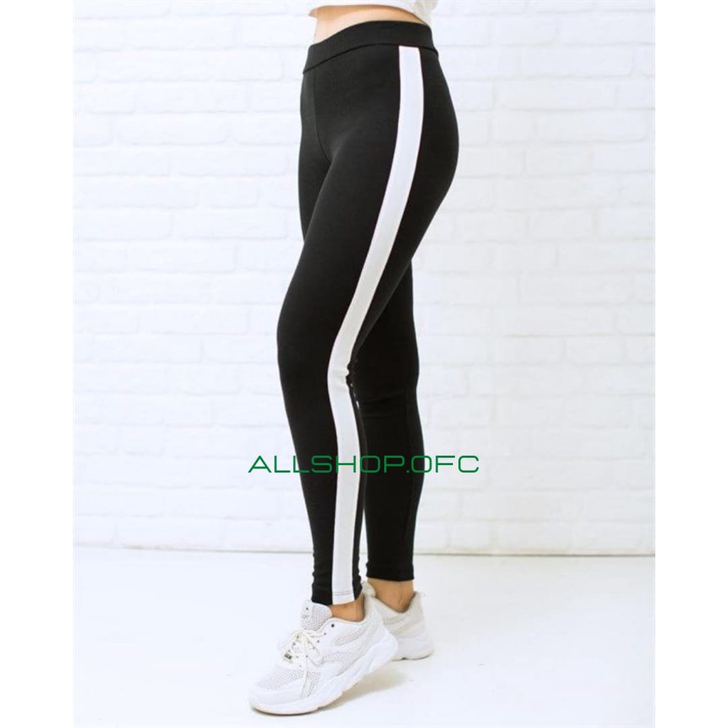 Celana Legging Leging Lejing Sport Panjang Motif Garis Standar Jumbo