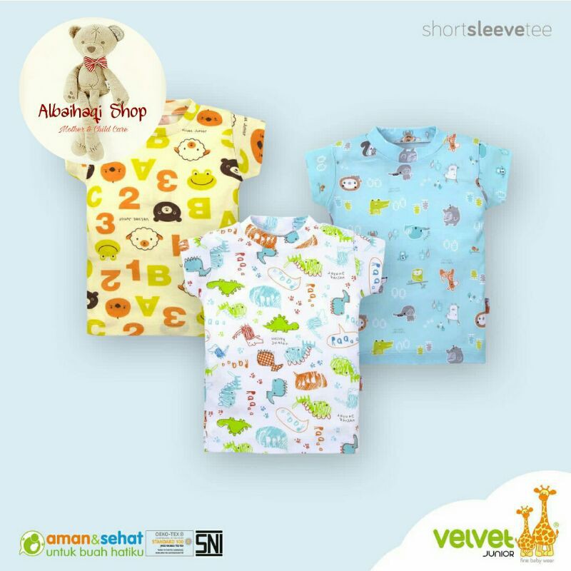 [3pcs] Velvet Short Sleeve Tee S M L / Atasan Oblong Tipis Print Anak Bayi-1