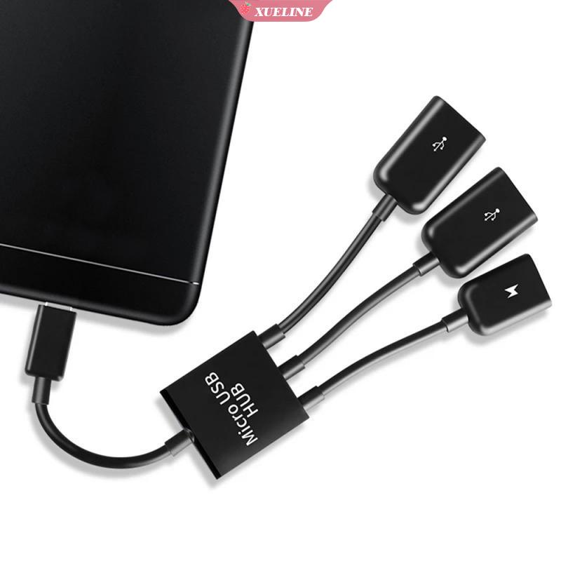 Kabel Adapter OTG 3 in 1 Micro USB Tipe C HUB Male Ke Female 2.0 Untuk Smartphone / Komputer / Tablet