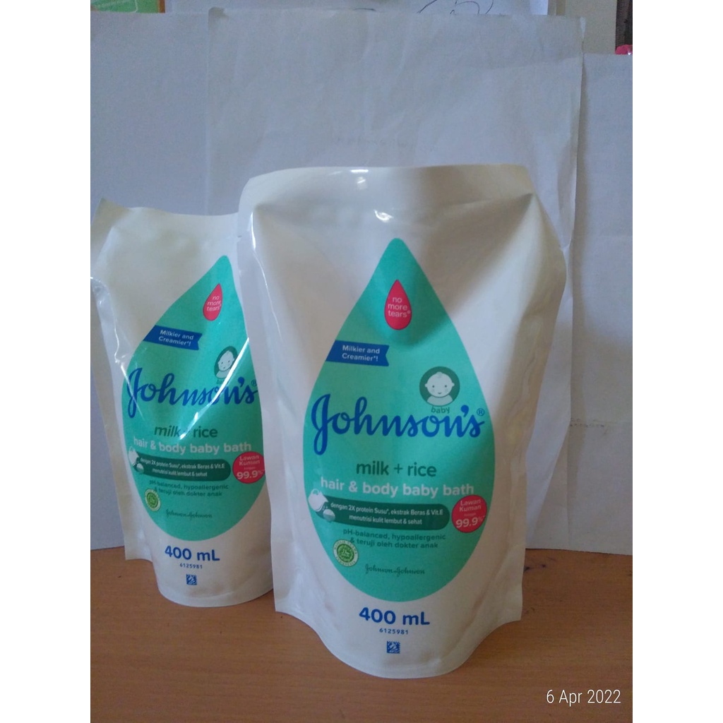 Johnson's Milk Rice Hair &amp; Body Baby Bath 400ml jonson lawan kuman 99,9%