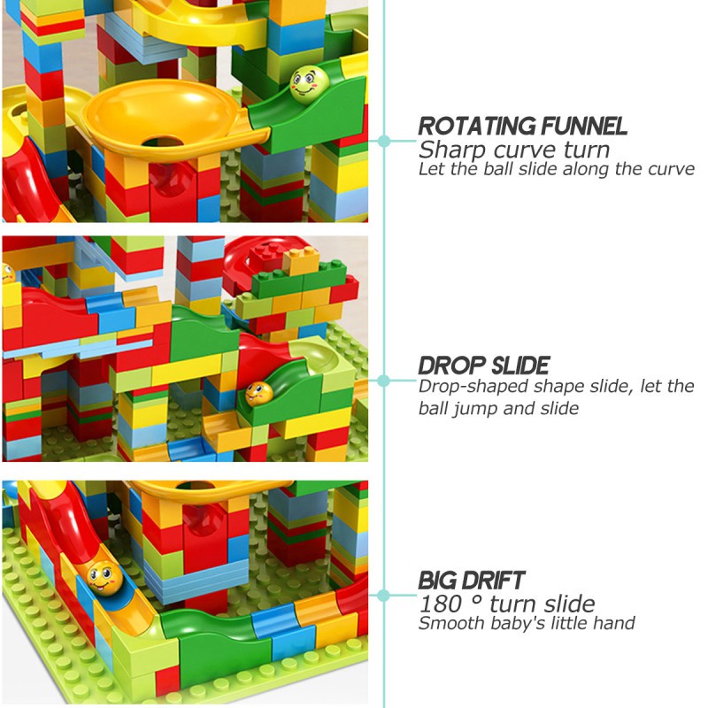 WE Marble Race Run 168pcs Bulding Blocks Balok Susun Track Slide Ball / Veriety Slide Blocks 168pcs