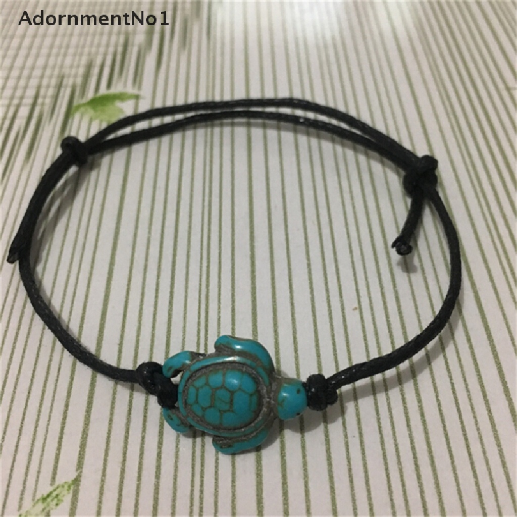 (AdornmentNo1) Gelang Kaki Rantai Gaya Boho Motif Kura-Kura Aksen Turquoise Untuk Perhiasan Wanita / Pantai