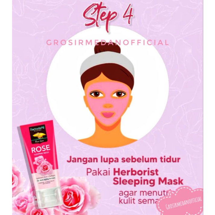 HERBORIST ROSE SERIES - CLEANSING MILK, FACIAL WASH, ROSE WATER, SLEEPING MASK - AIR MAWAR MASKER MAWAR