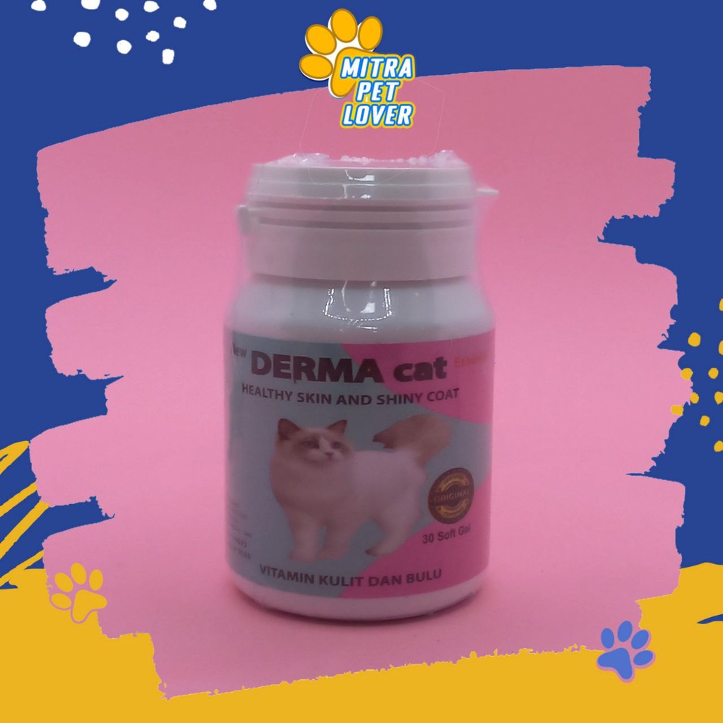 VITAMIN KULIT DAN BULU KUCING - DERMA CAT 30 PCS SOFT GEL ORIGINAL - MULTIVITAMIN UNTUK CAT BULU LEBAT HALUS SEHAT PET ANIMAL KITTEN HEALTHCARE AND VETERINARY TAMASINDO OBAT PERAWATAN KESEHATAN DAN VITAMIN TERNAK HEWAN BINATANG PELIHARAAN MITRAPETLOVER