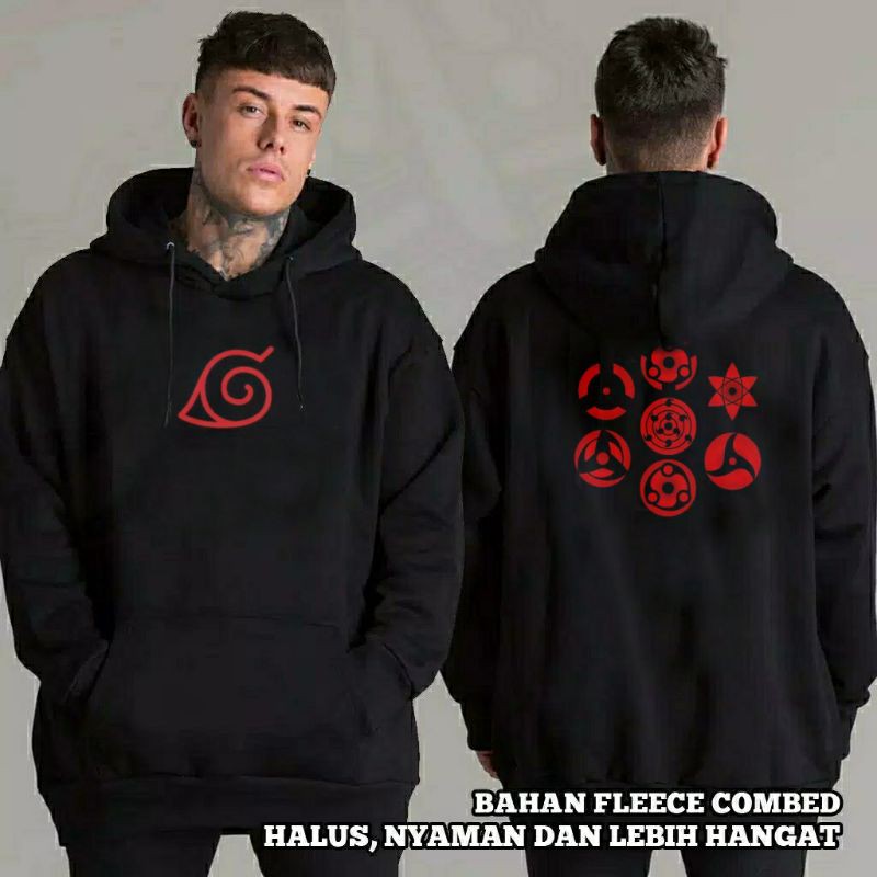 S - XXXXXL(6XL) JAKET ANIME HOODIE NARUTO UCHIHA SARINGGAN SASUKE BIG SIZE JUMBO ALLSIZE PRIA WANITA