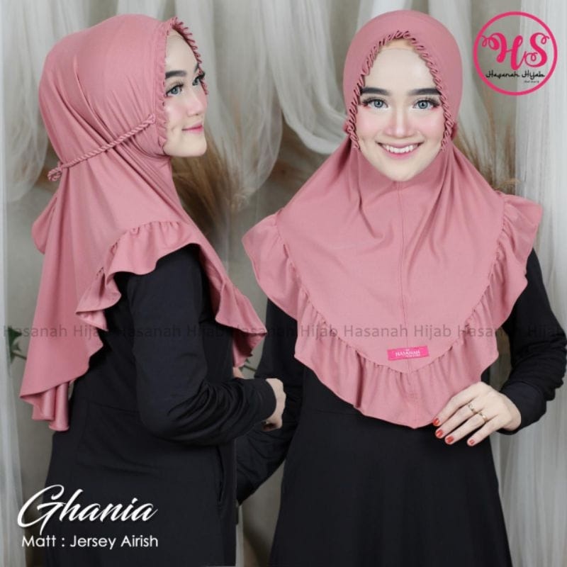 Hijab Instan Bergo ghania Kerudung Instan Bergo / Kerudung Geblus Tali Kepang Jersey