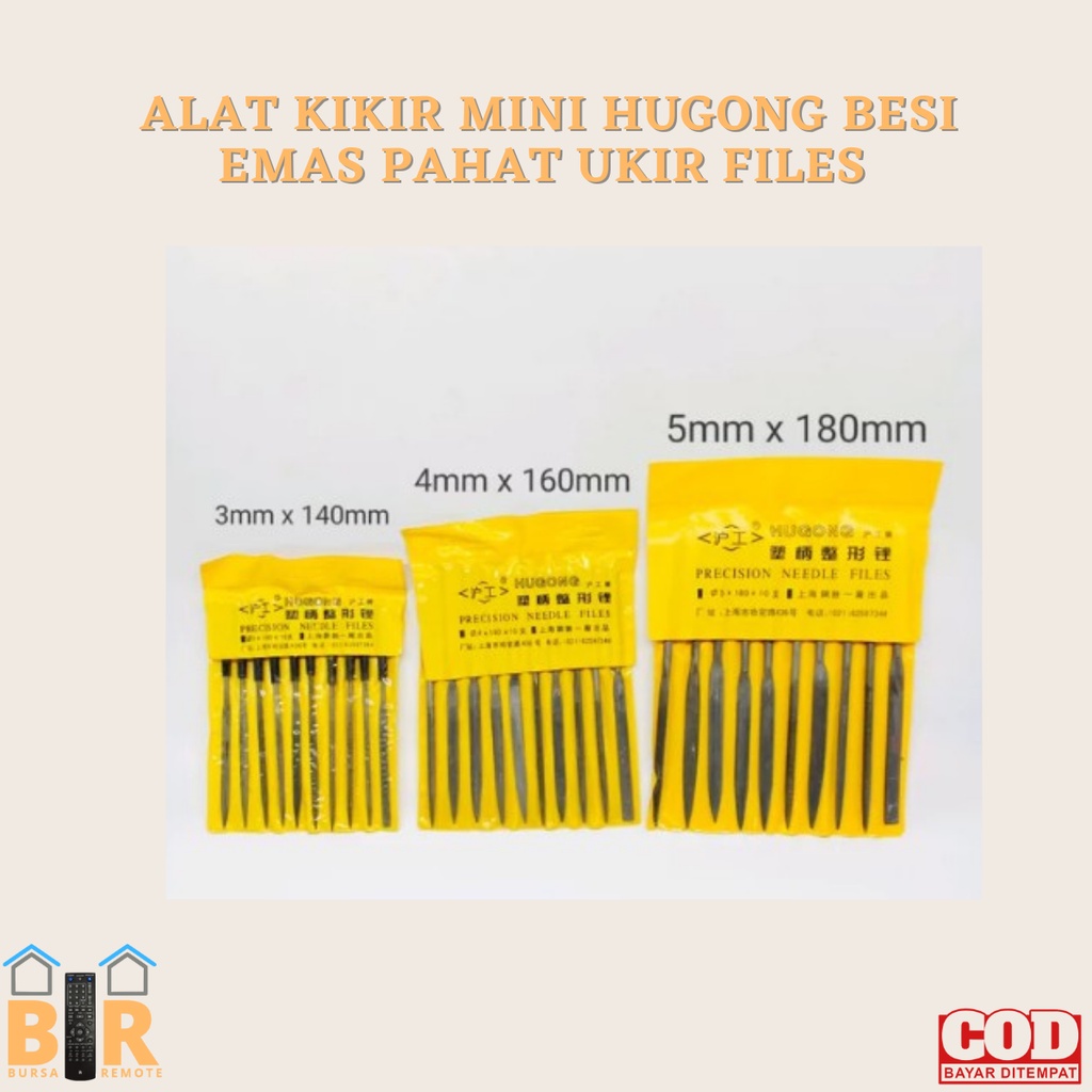 Alat Kikir Mini HUGONG BESI EMAS PAHAT UKIR FILES 3 4 dan 5 mm (10 PC )