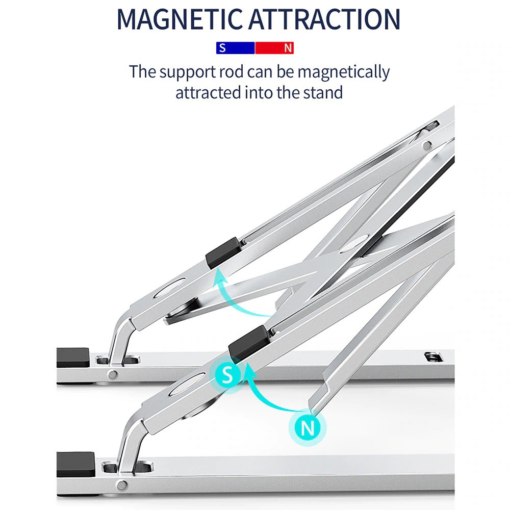 WIWU S400 - Ergonomic Aluminium Alloy Adjustable Folding Laptop Stand - Untuk Notebook ukuran 10-15&quot;