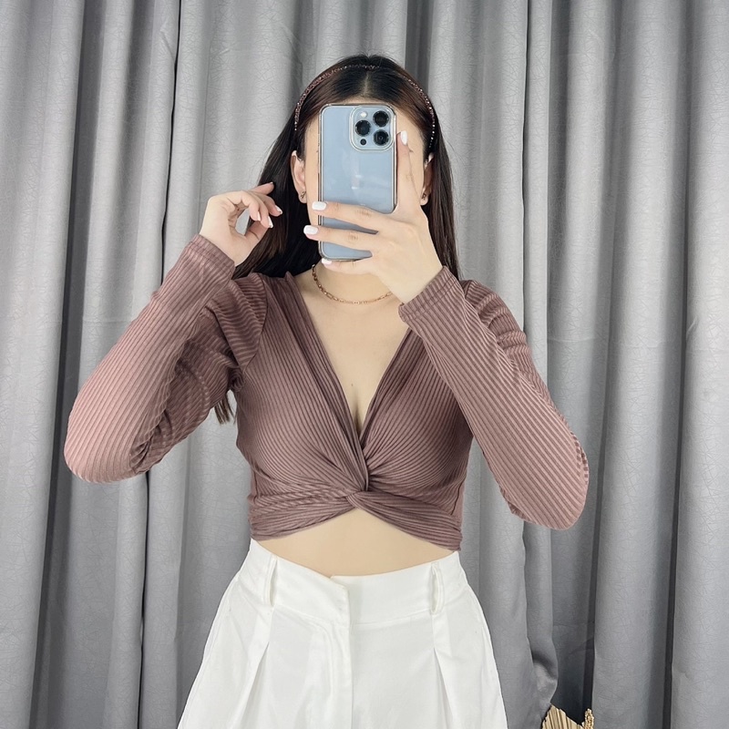 cross rib long sleeve crop | Crop top | atasan lengan panjang crop