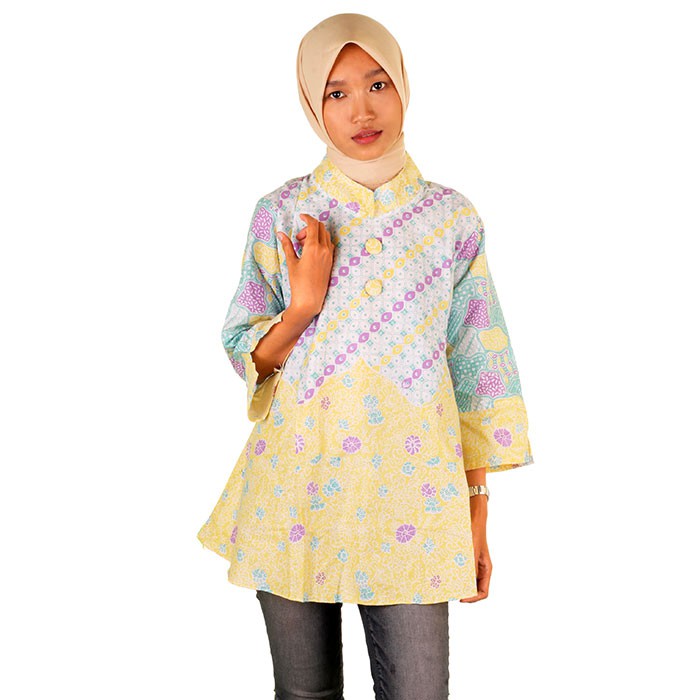 Blouse Muslim Batik I Baju Muslim Batik Wanita I Blouse Kerja Batik Fadya 7