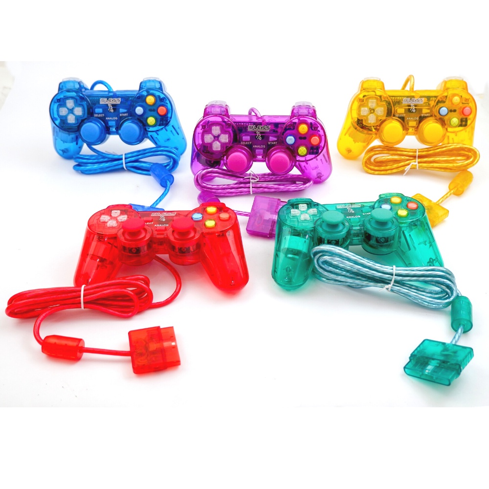 Stick stik ps2 tw kabel serat joystik ps warna - warni transparan lampu