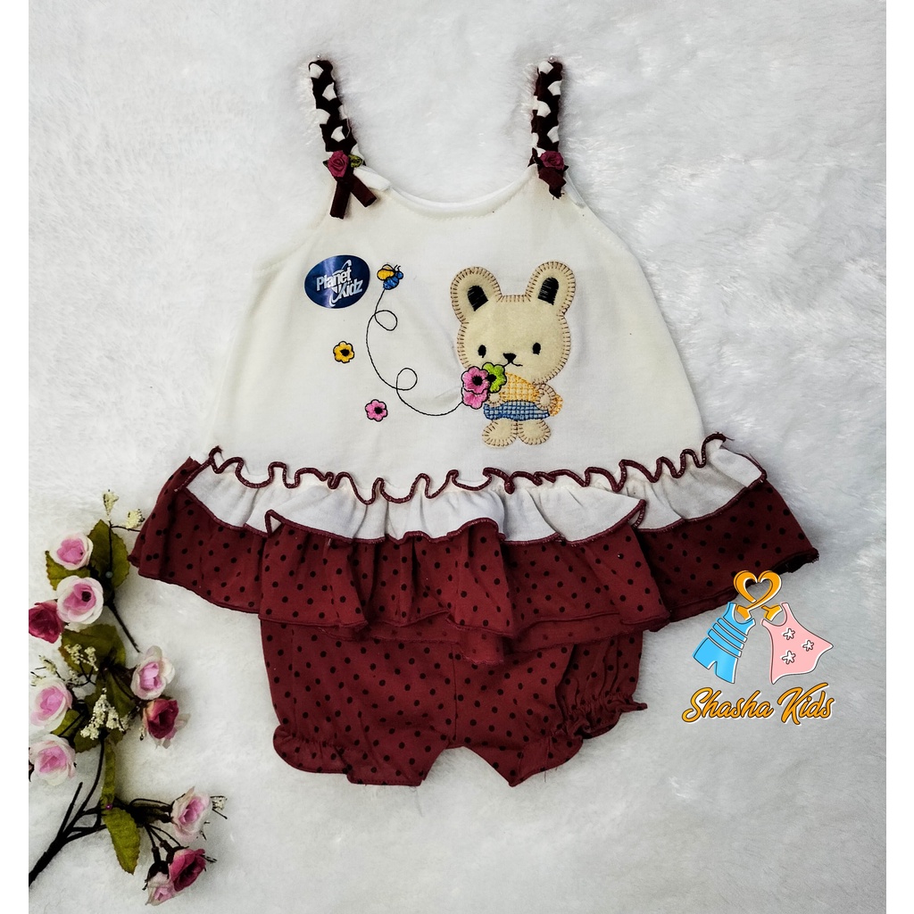 [L-025] Baju Bayi Perempuan/Dress Bayi Perempuan Planet Kids cantik  0-6 bln