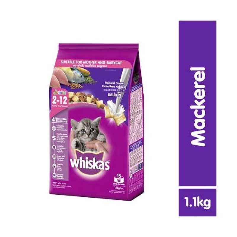 whiskas 1.1kg Junior dry food / whiskas kucing kitten 1.1 kg junior - whiskas 1 kg kitten junior