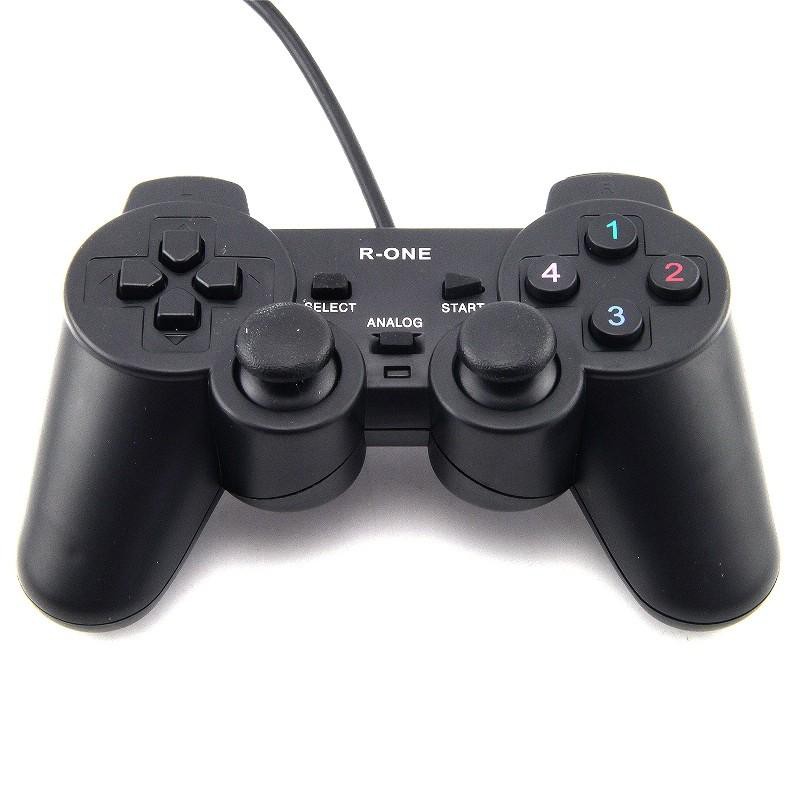 STIK PS USB MURAH GETAR FULL HITAM GAMEPAD SINGLE BLACK R-ONE JOYSTICK / STICK USB UNTUK LAPTOP & PC
