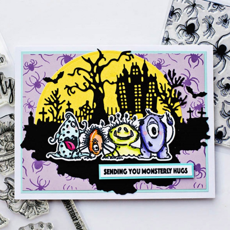 Cetakan Stensil Cutting Dies Motif Kastil Halloween Bahan Metal Untuk Scrapbook / Craft DIY