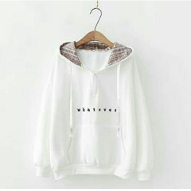 WHATEVER - Sweater Hoodie Wanita Korean Jaket  Keren Ada Saku Depan nya-1