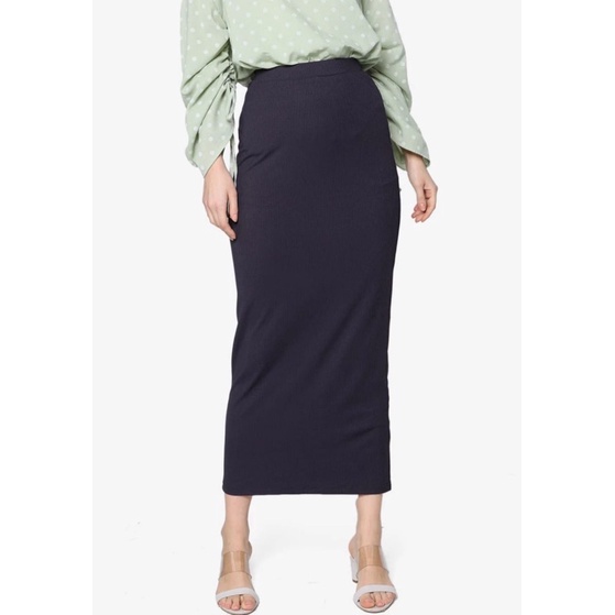 Rok Span Rajut  Rok Rajut Panjang Rok Span Knitted Panjang Rok Panjang Polos Rok Hitam Polos Rok Kerja Wanita-Navy