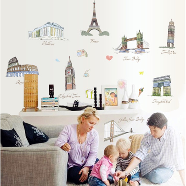 RELIZA Wall Sticker / Stiker Dinding 60X90 sketch KOTA PARIS PISA LIBERTY LONDON AY9090