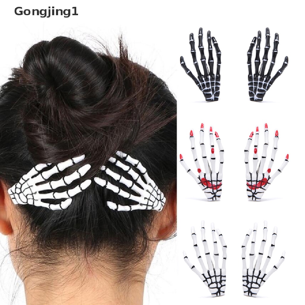 Gongjing1 1 Pc Jepit Rambut Model Tangan Tengkorak Zombie Gaya Punk Gothic Untuk Halloween