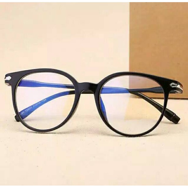 Kacamata Wanita Pria Anti Radiasi HP Komputer Gadget Frame Bulat Anti Sinar Biru Blue Ray Free Kotak